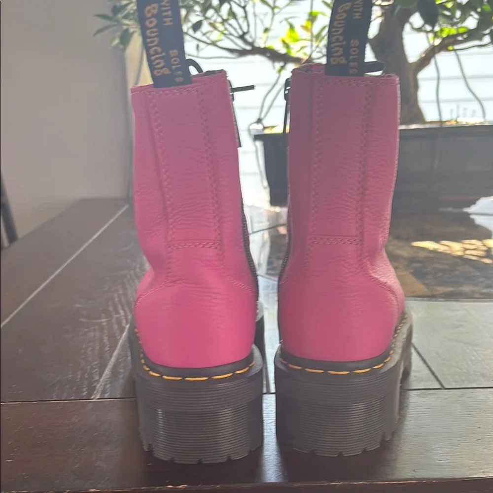 Dr. Martens Pink Leather Women's Boots jadon platform boot - Picture 9 of 15